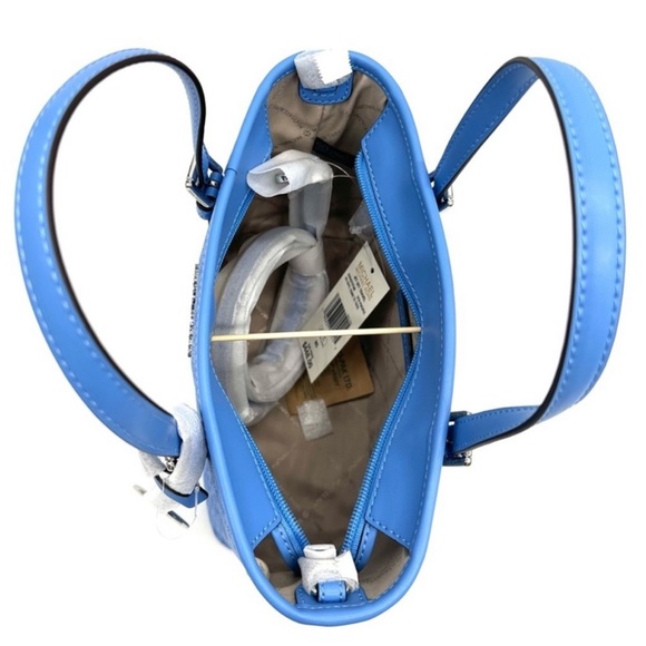 Michael Kors XS Jet Set Travel Top Zip Tote Bag Blue/Silver - Picture 9 of 11